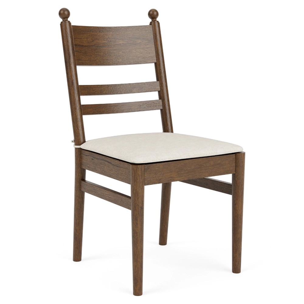 Callum Updated Traditional Cream Performance Brown Wood Chair|