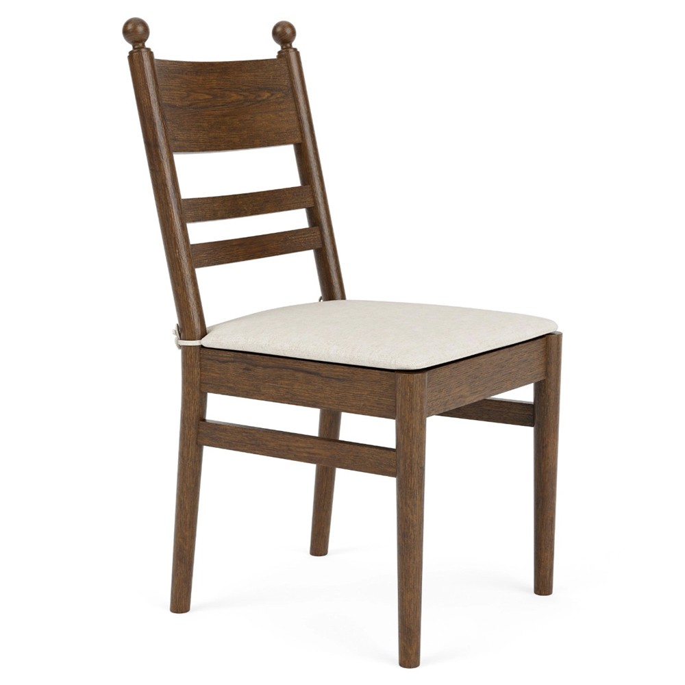 Callum Updated Traditional Cream Performance Brown Wood Chair|