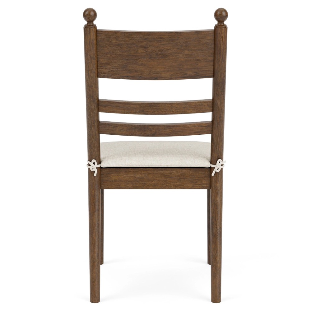 Callum Updated Traditional Cream Performance Brown Wood Chair|