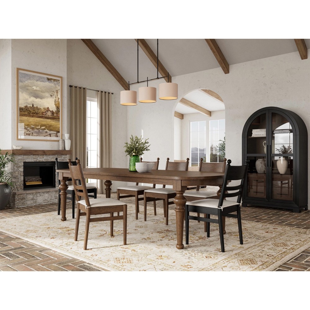 Callum Updated Traditional Cream Performance Brown Wood Chair|