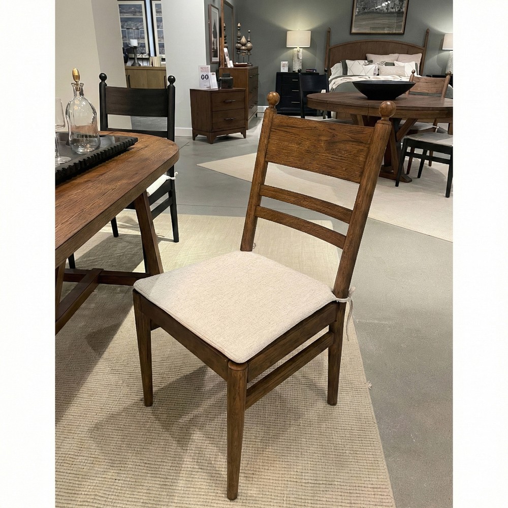 Callum Updated Traditional Cream Performance Brown Wood Chair|