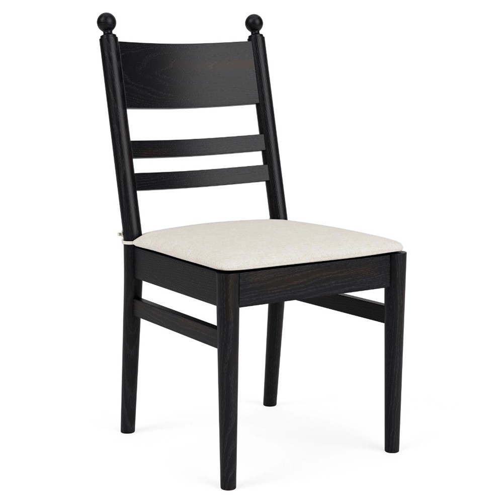 Callum Updated Traditional Cream Performance Black Wood Chair|