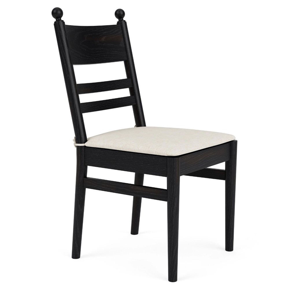 Callum Updated Traditional Cream Performance Black Wood Chair|