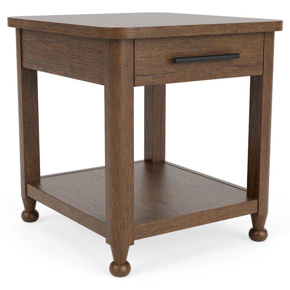 Callum Updated Traditional Brown Wood Square Side Table|