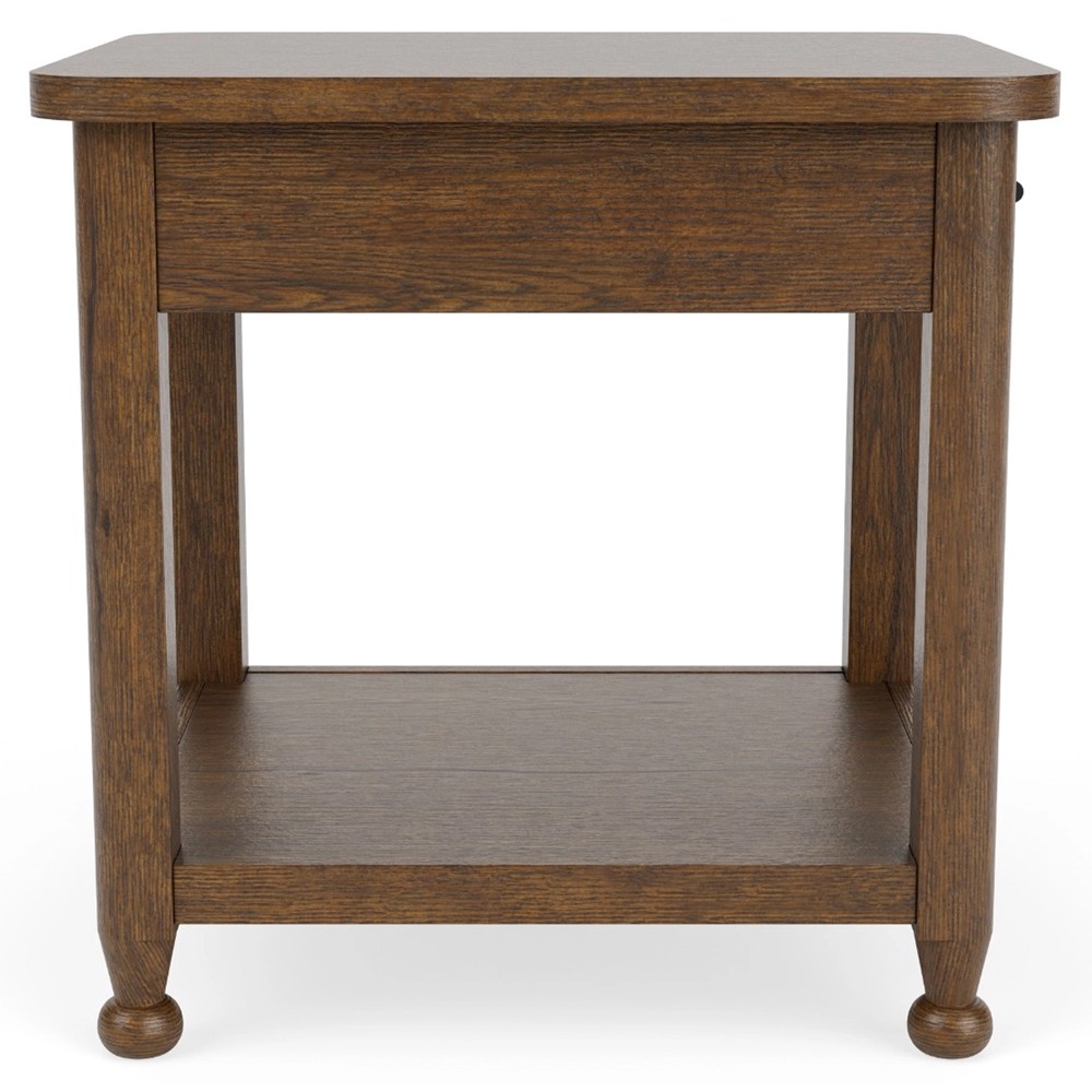 Callum Updated Traditional Brown Wood Square Side Table|