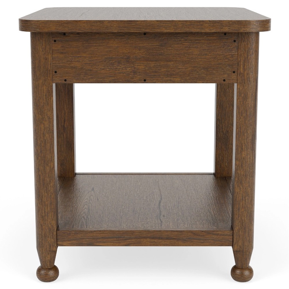 Callum Updated Traditional Brown Wood Square Side Table|