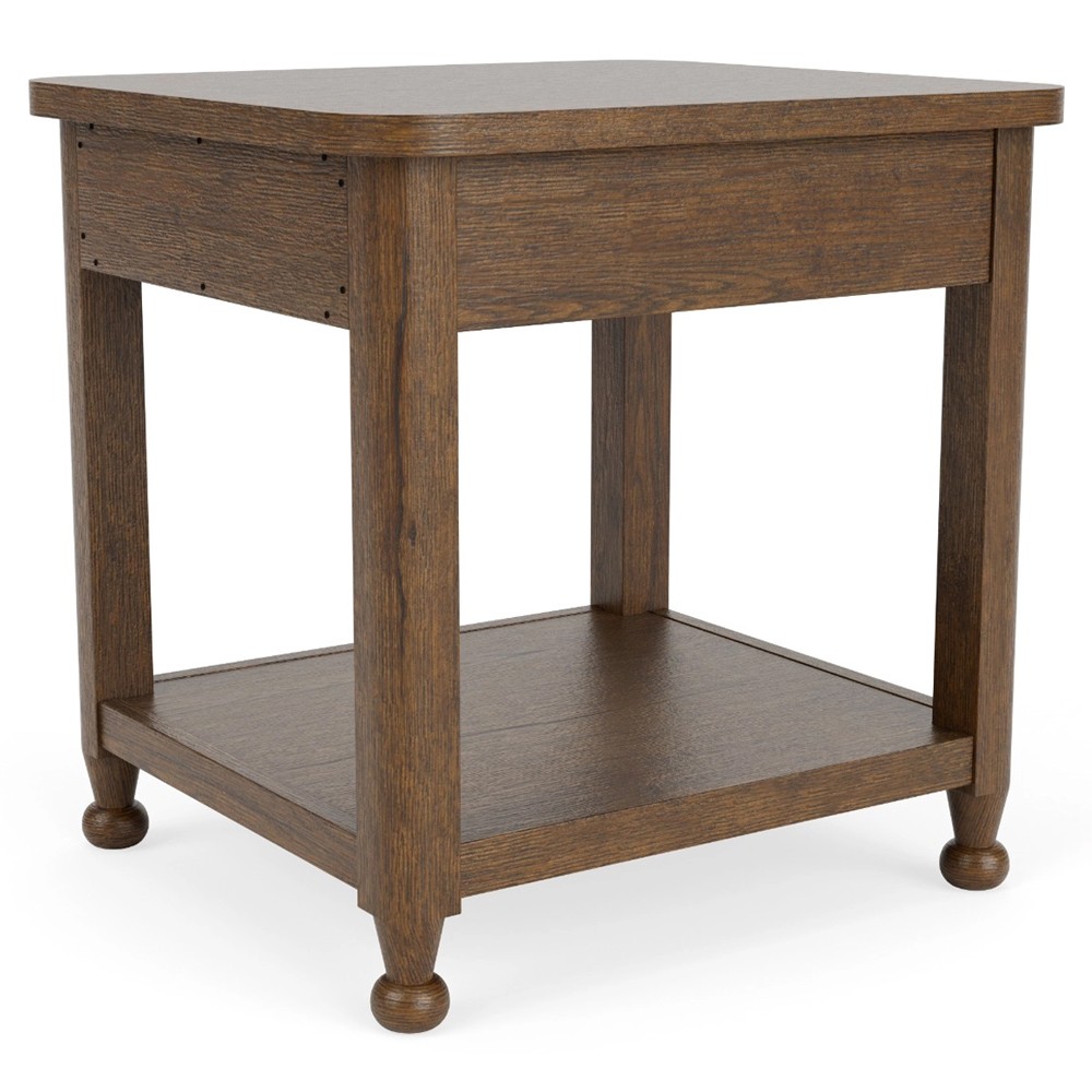Callum Updated Traditional Brown Wood Square Side Table|