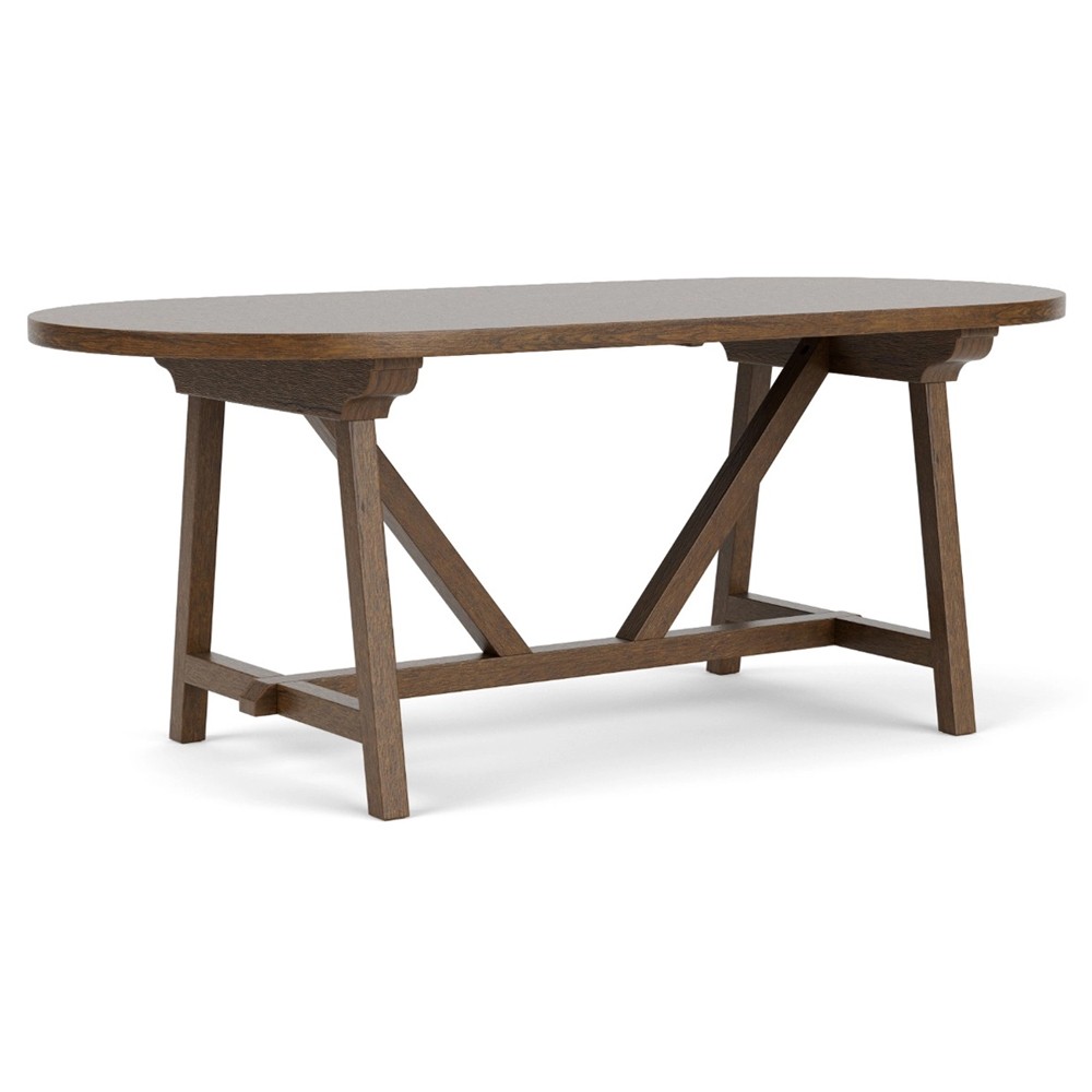 Callum Updated Traditional Brown Wood Oval Trestle Dining Table - 76"|