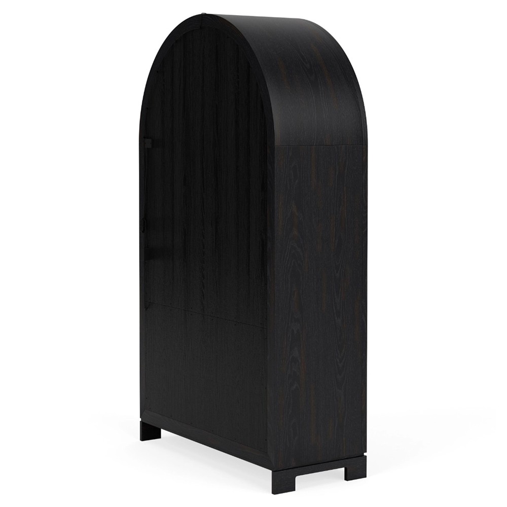 Callum Updated Traditional Black Wood Arched Display Cabinet|