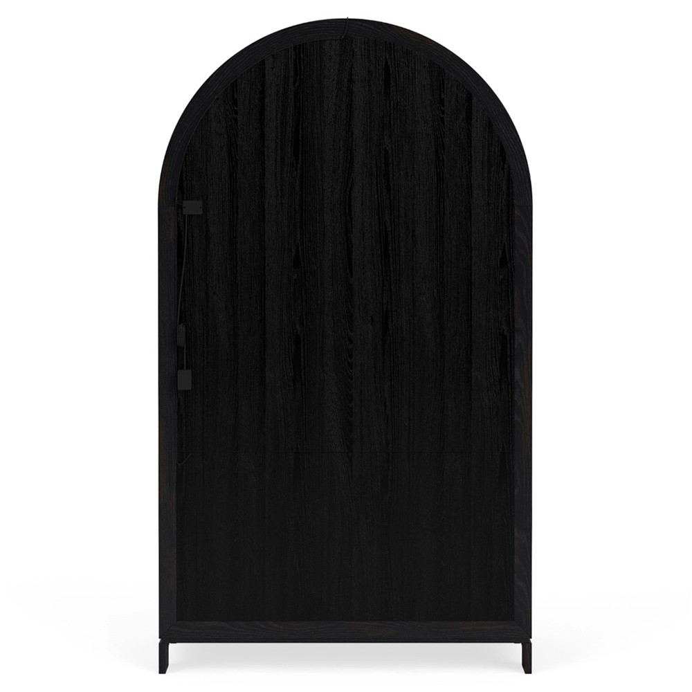 Callum Updated Traditional Black Wood Arched Display Cabinet|