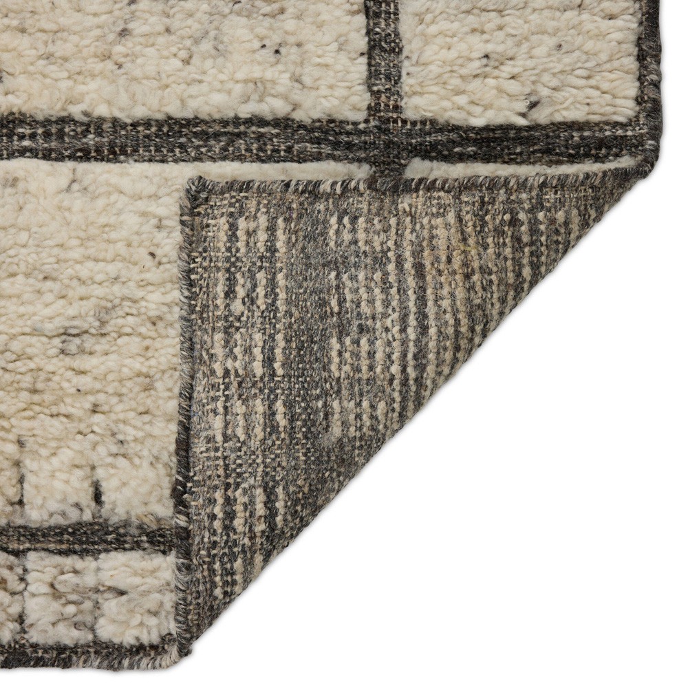 Tillman Updated Traditional Cream Wool Grid Patterned Hand Knotted Rug ...