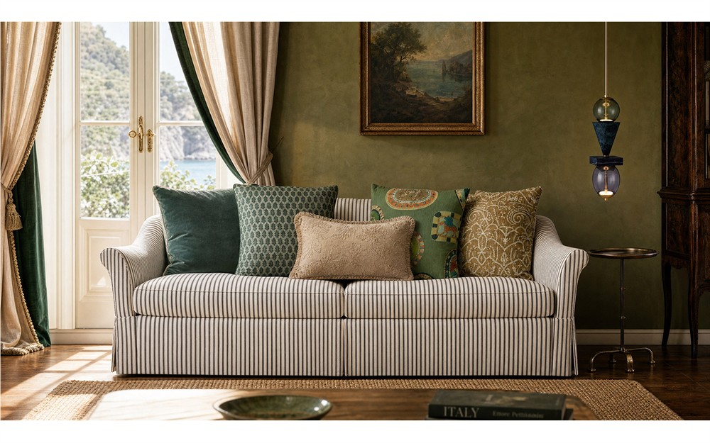 Buttercup　ソファ Amelie Peppercorn Stripe Skirted Sofa - 92
