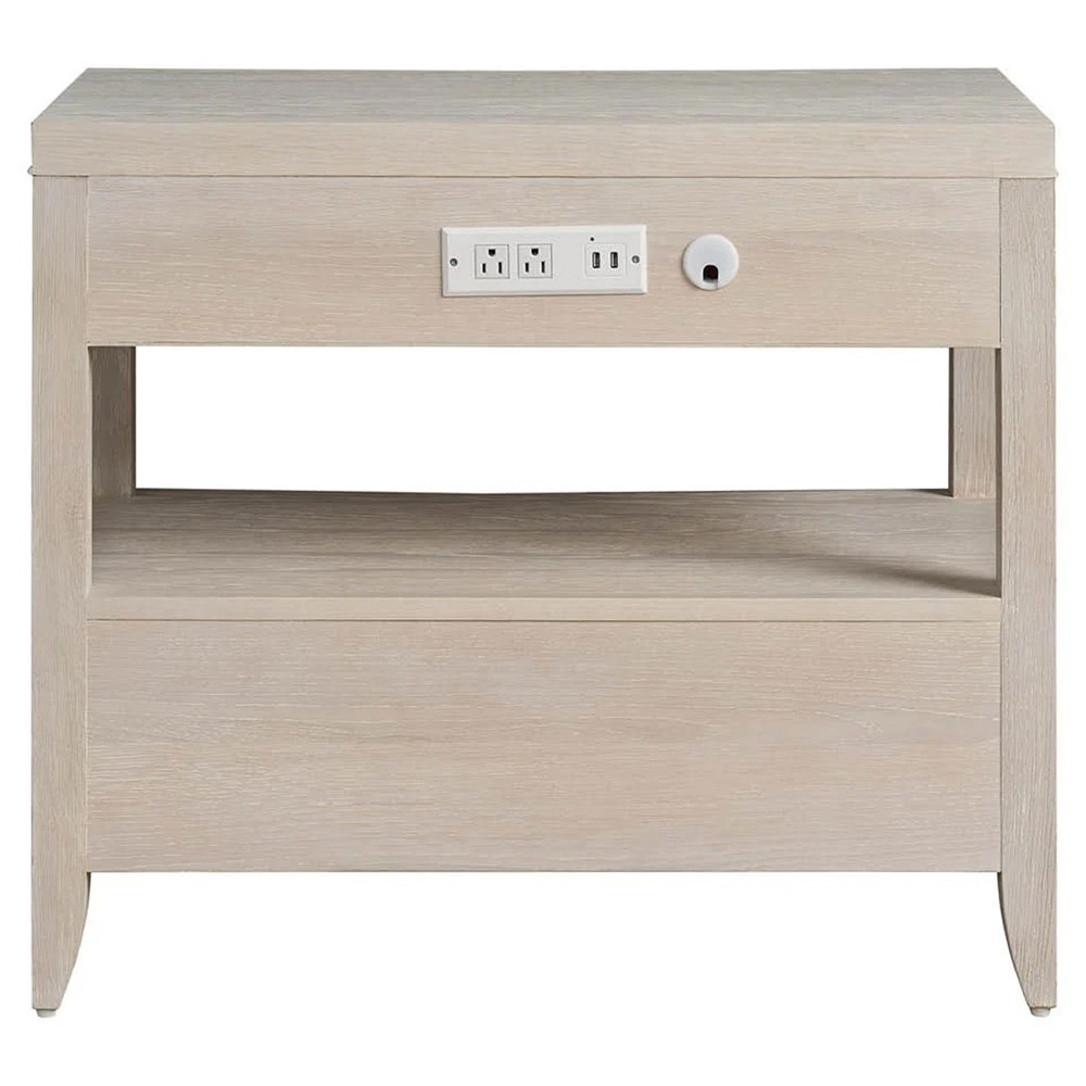 Adelina Modern Classic White Oak Wide Nightstand|