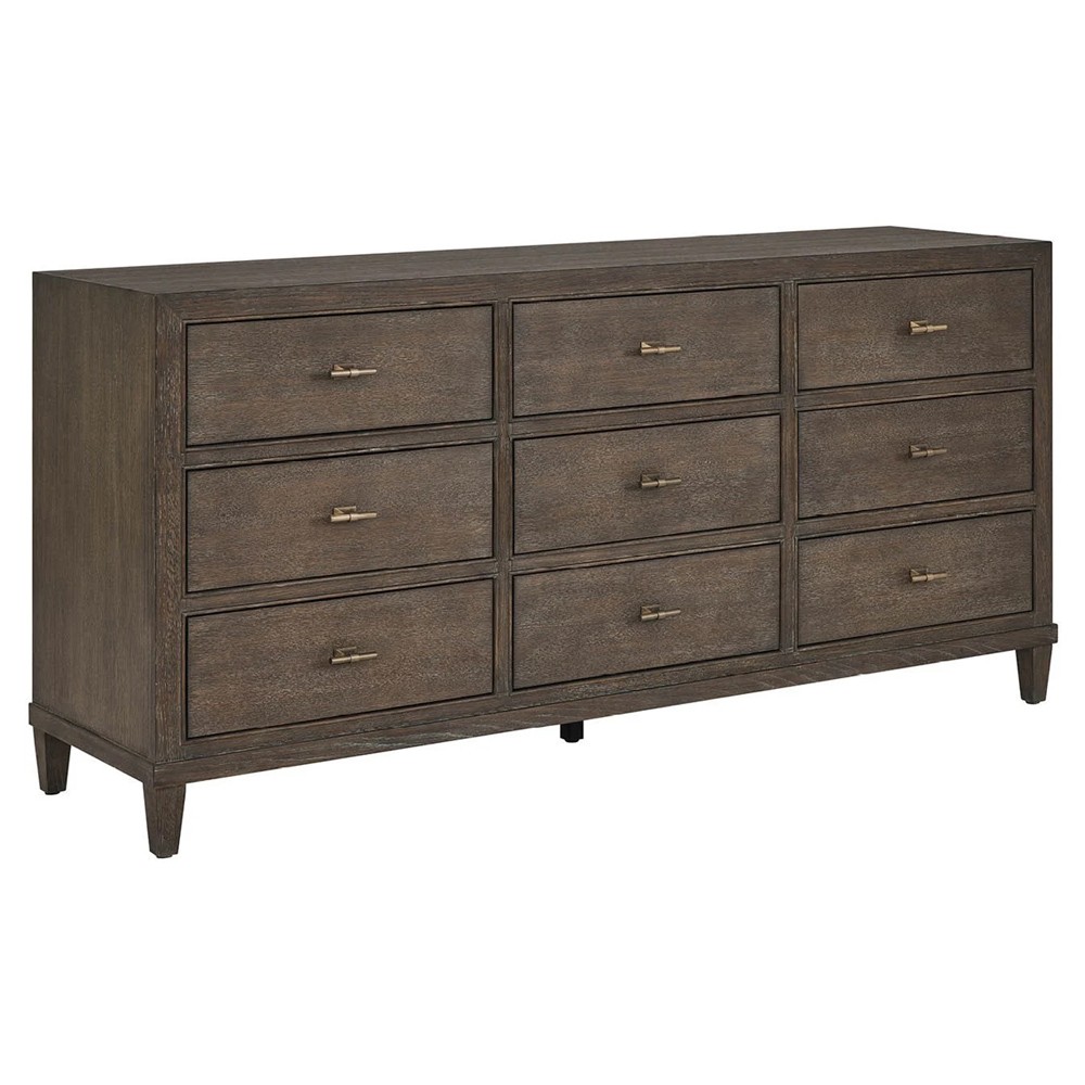 Shara Modern Classic Brown Oak Triple Dresser|