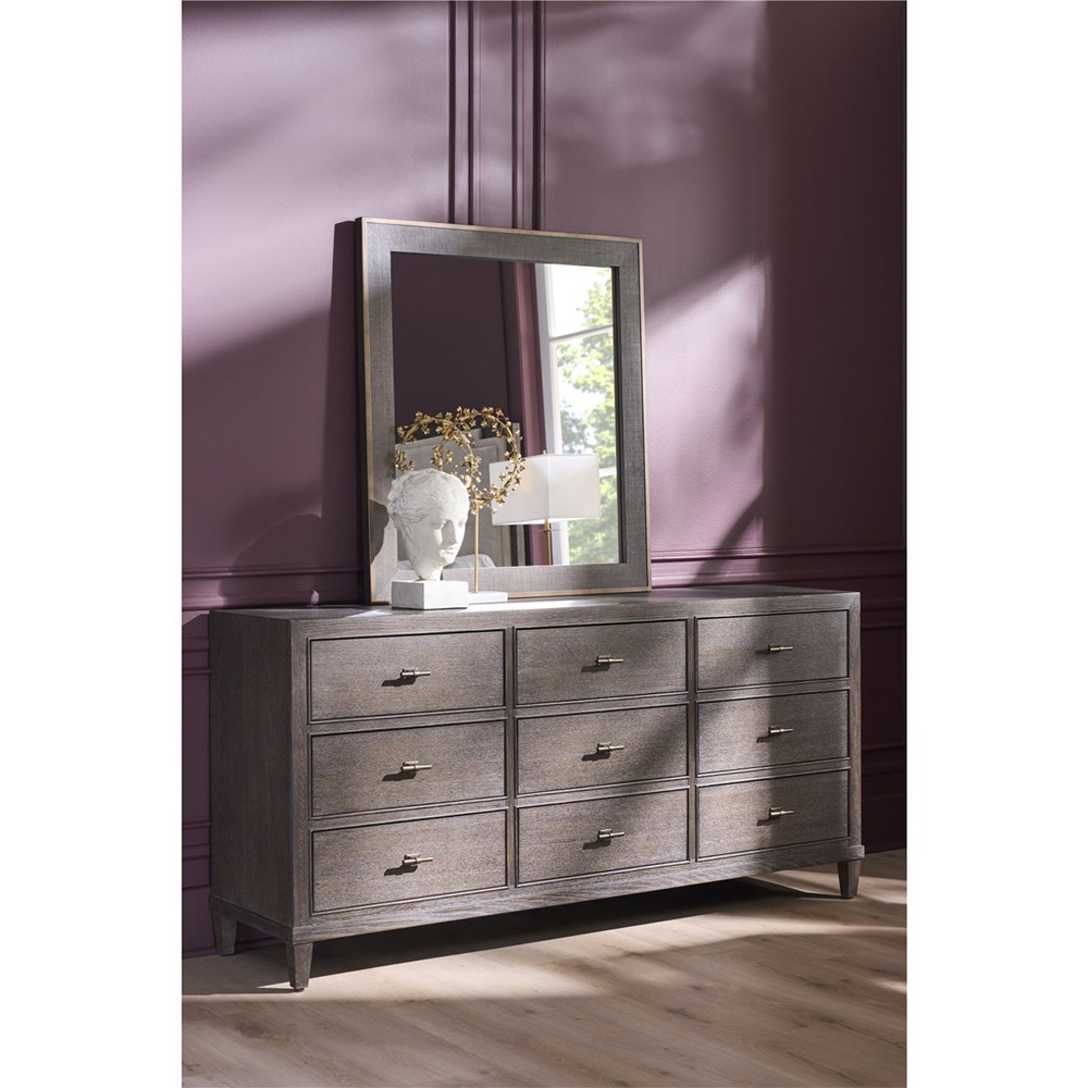 Shara Modern Classic Brown Oak Triple Dresser|