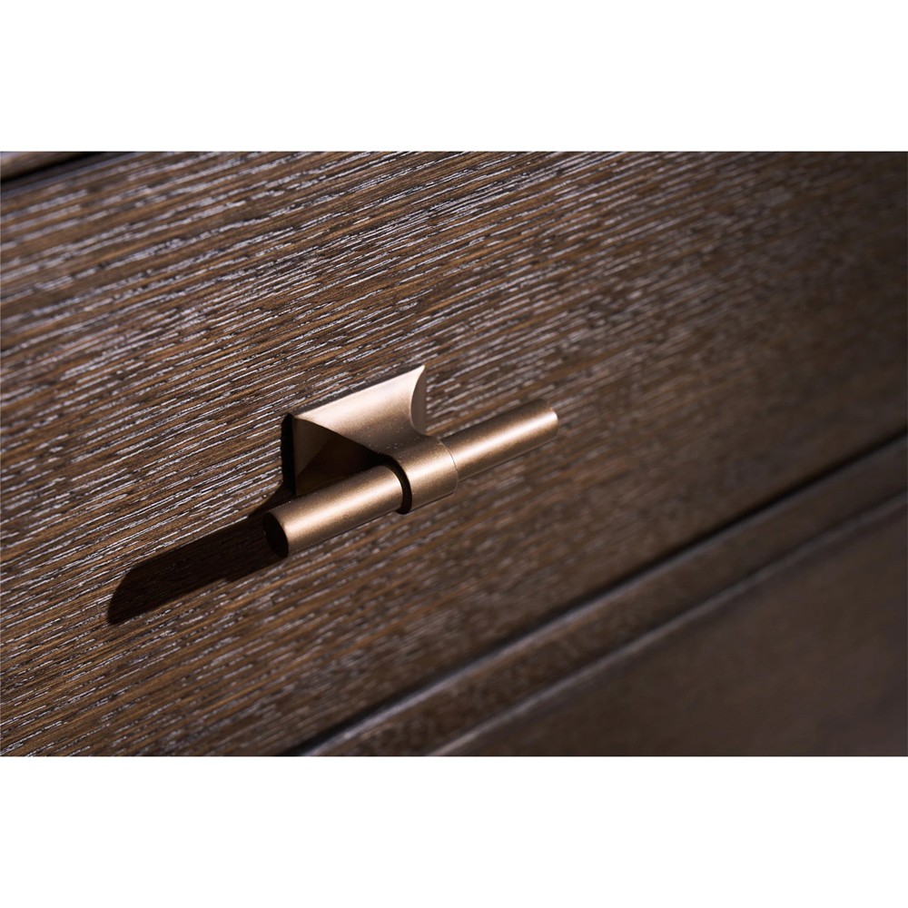 Shara Modern Classic Brown Oak Wide Nightstand|