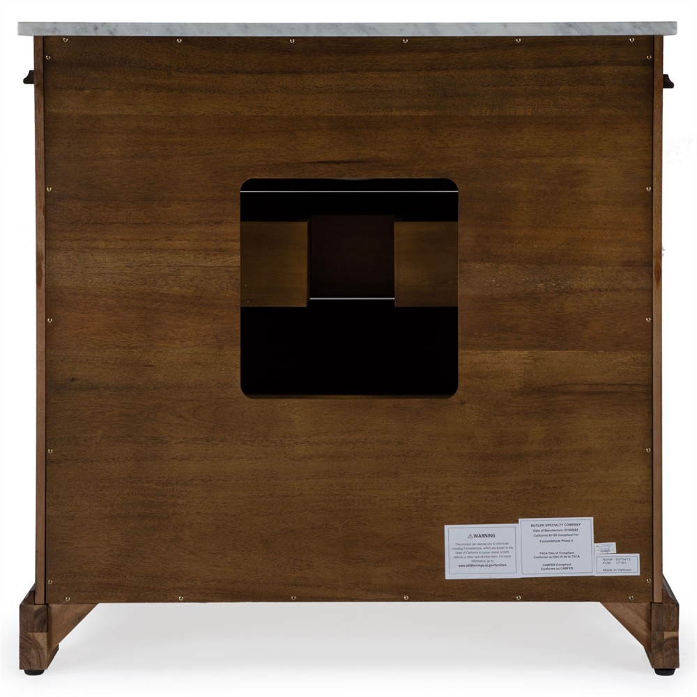 Faelan Updated Traditional Grey Marble Brown Acacia Single Vanity Sink - 36"|