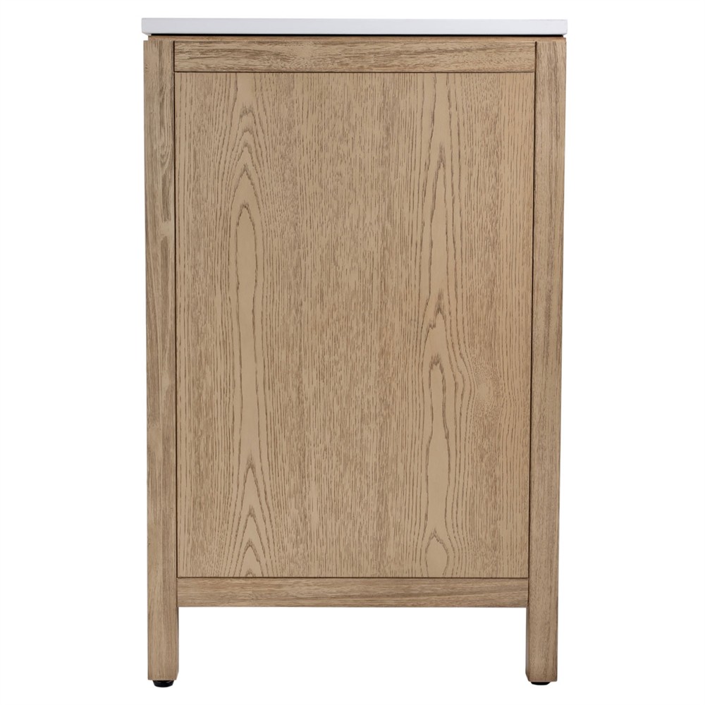 Svea Modern Classic White Quartz Light Brown Wood Single Vanity Sink - 36"|