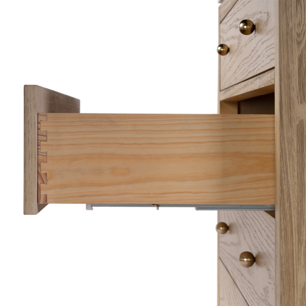 Svea Modern Classic White Quartz Light Brown Wood Single Vanity Sink - 36"|