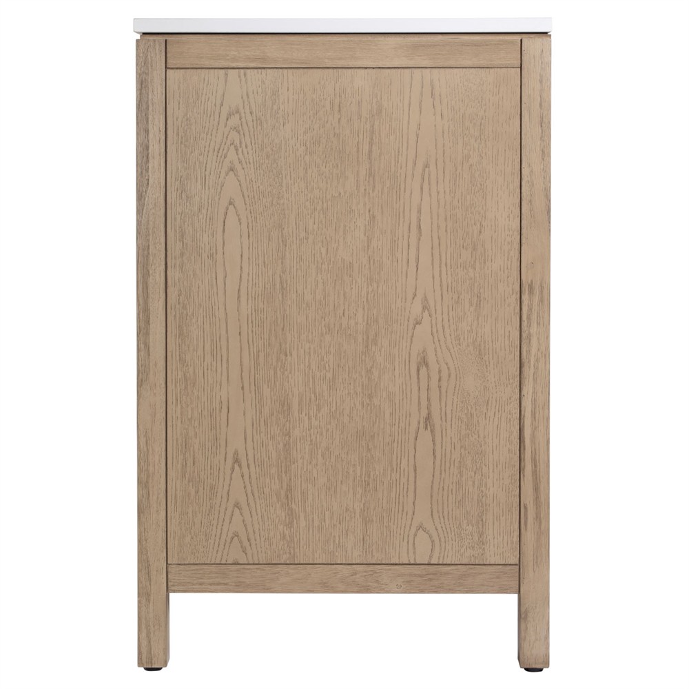 Svea Modern Classic White Quartz Light Brown Wood Single Vanity Sink - 48"|