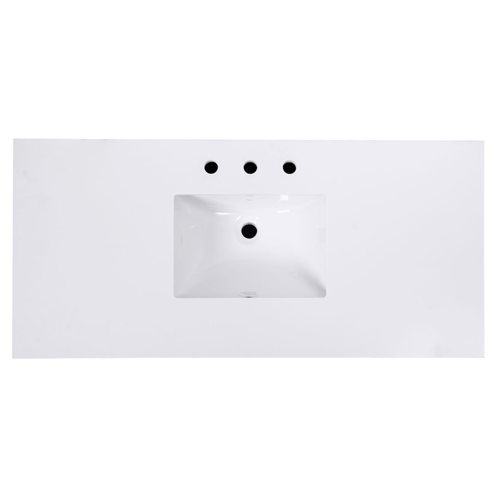 Svea Modern Classic White Quartz Light Brown Wood Single Vanity Sink - 48"|