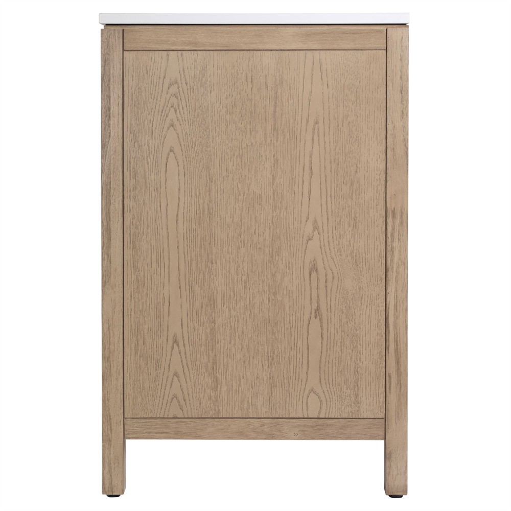 Svea Modern Classic White Quartz Light Brown Wood Double Vanity Sink - 60"|