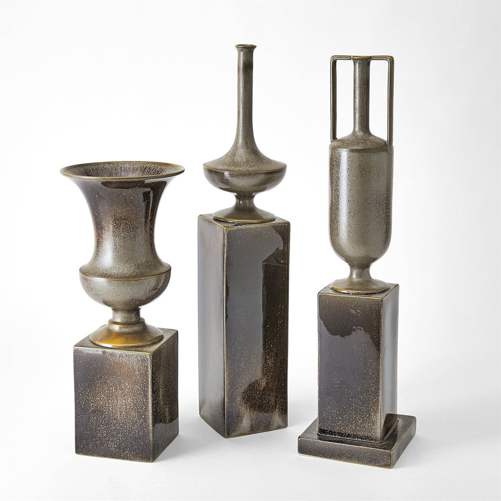 Alder Updated Traditional Reactive Silver Ceramic Vase|