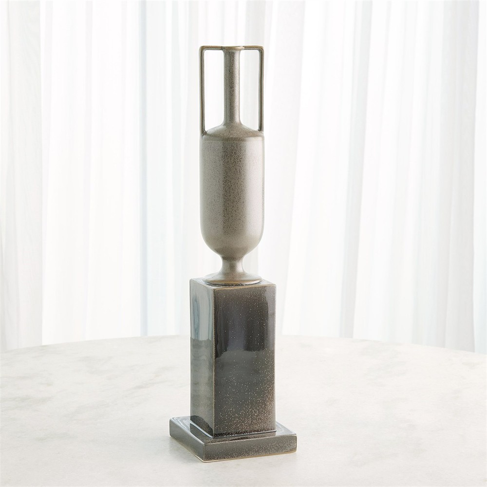 Alder Updated Traditional Reactive Silver Ceramic Vase|