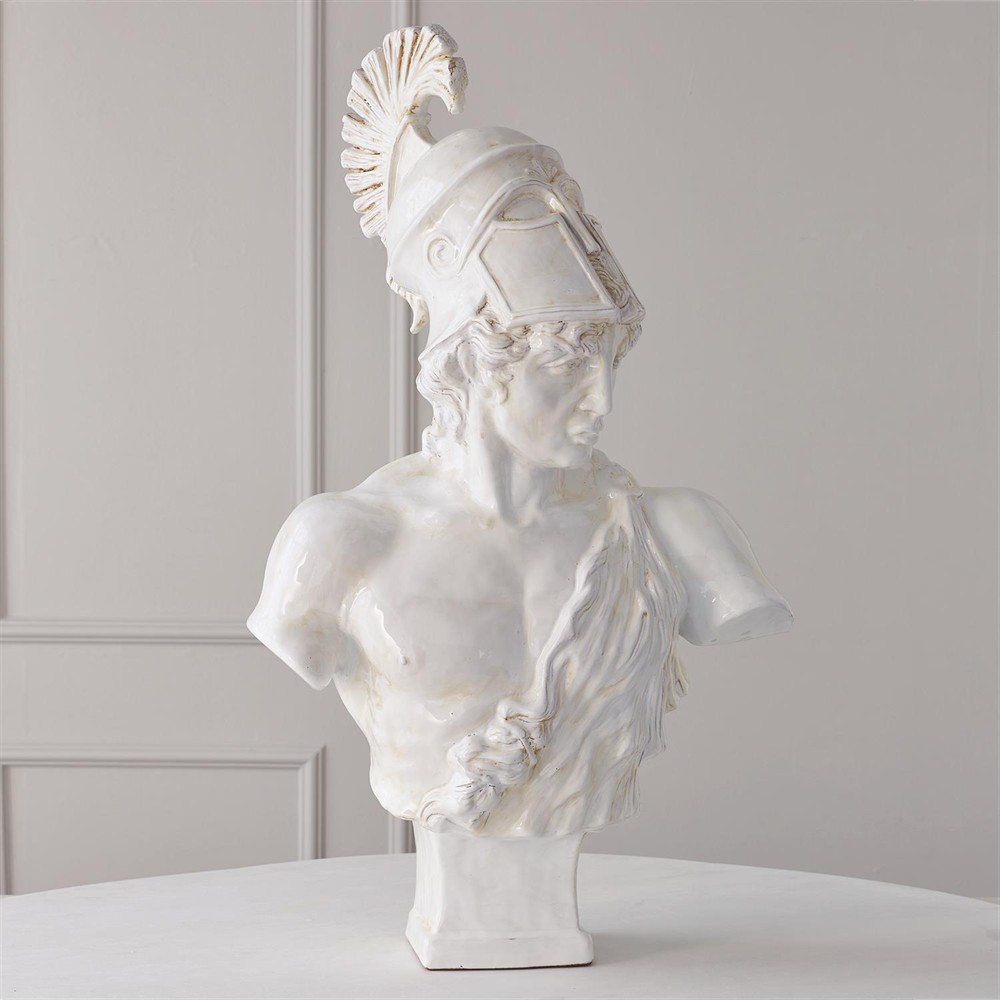 Mavis French Country White Ceramic Mars Bust Sculpture|