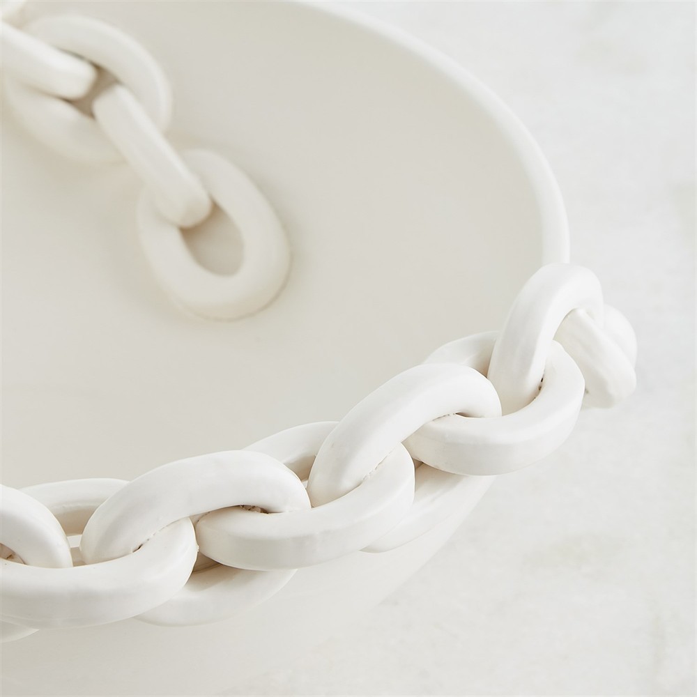 Taha French Country White Ceramic Chain Table Vase|