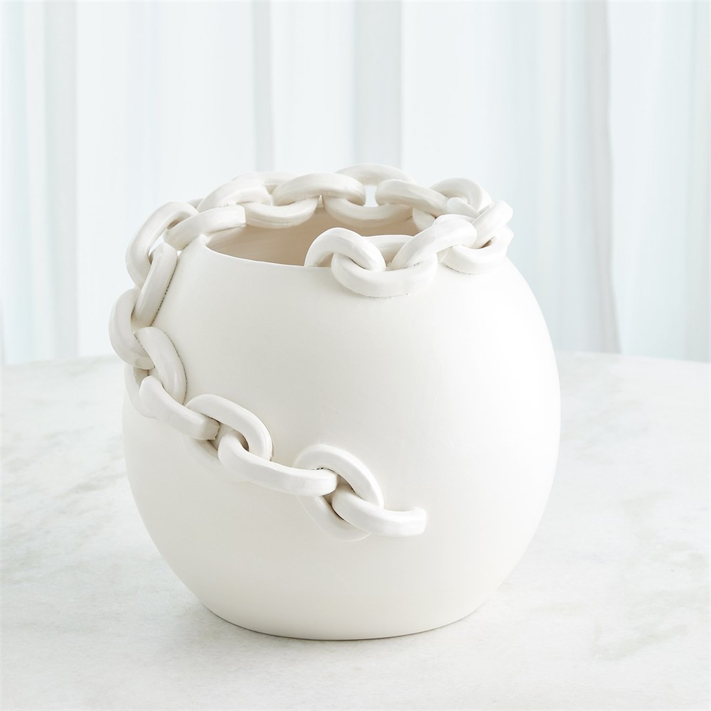 Taha French Country White Ceramic Chain Table Vase|