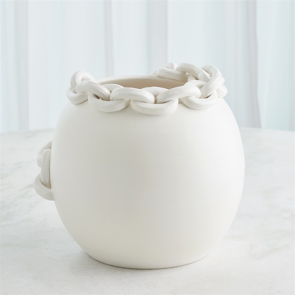 Taha French Country White Ceramic Chain Table Vase|