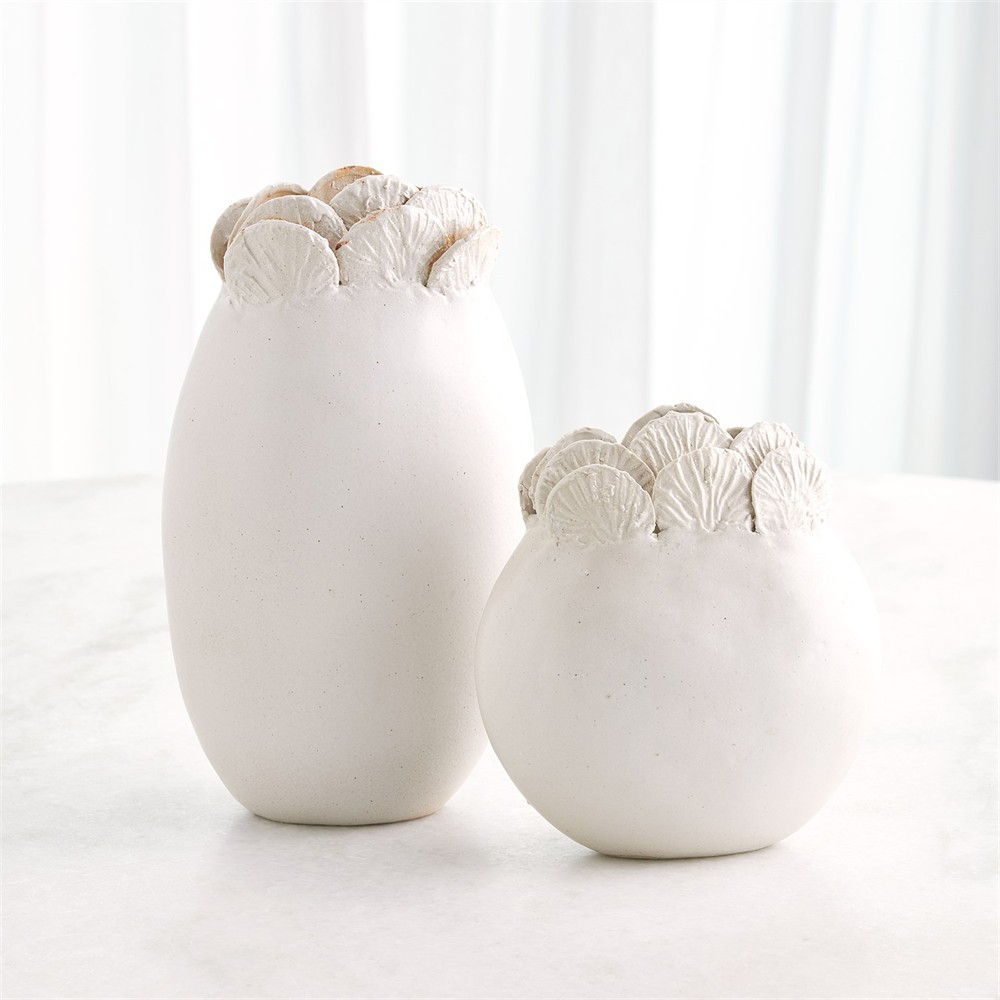 Lana Coastal Beach Cream Scalloped Table Vase - 7"|