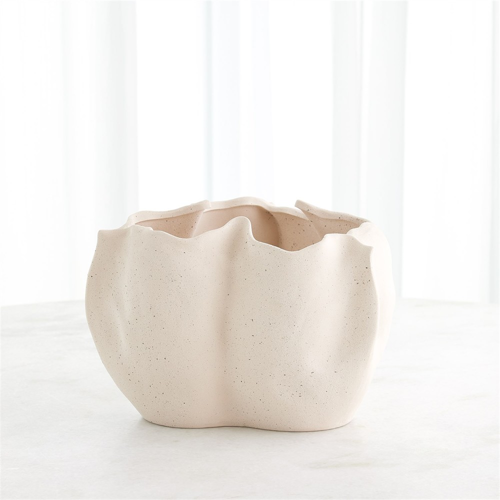 Louise French Country Cream Ceramic Textured Table Vase - 9"|