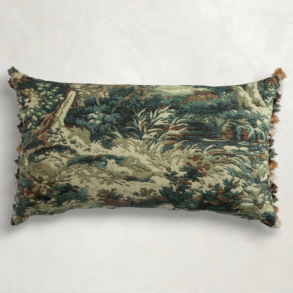 Meadowland Updated Traditional Spruce Green Lumbar Pillow - 12x20|