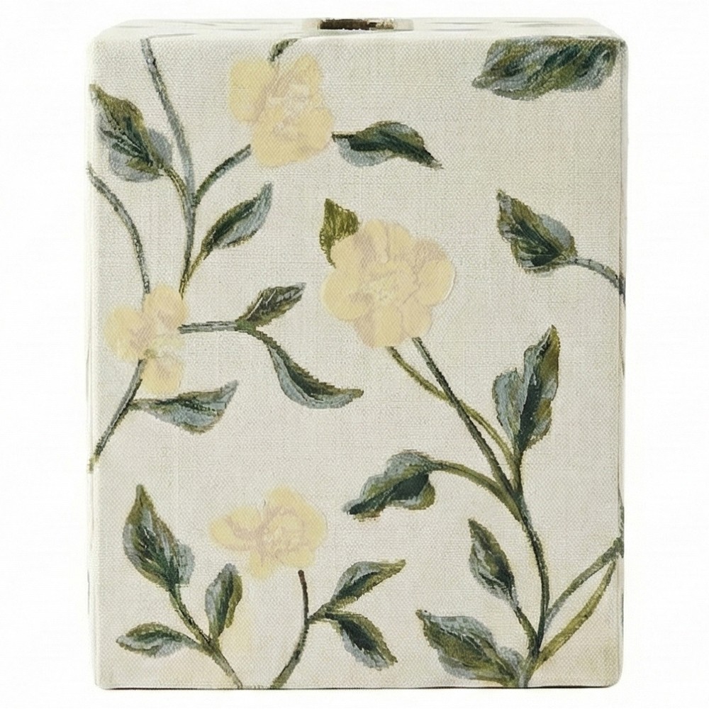 Worlds Away Elise French Country Hand-Painted Cream Floral Vine Tissue Box|