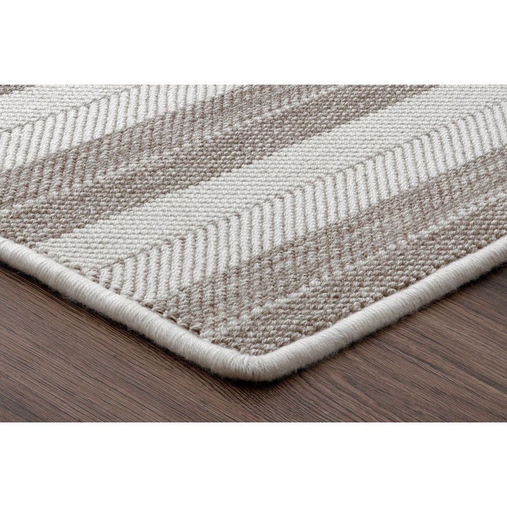 Elorde Coastal Beach Light Brown Wool Striped Patterned Rug - 5'x8'|