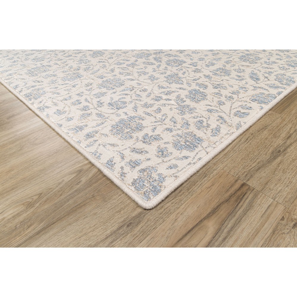 Shamim French Country Sky Blue Floral Patterned Rug - 5'x8'|