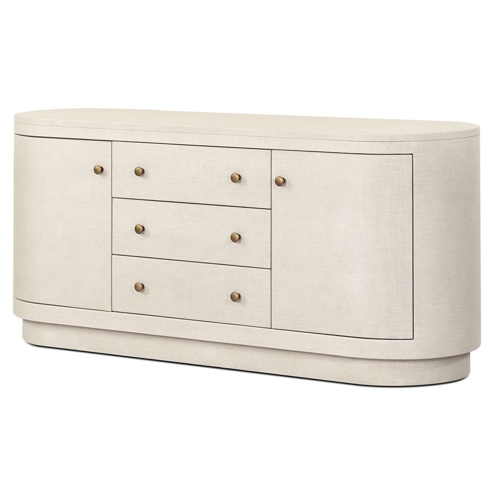 Beatrice Modern Classic Cream Painted Linen Oval Media Cabinet - 60"|