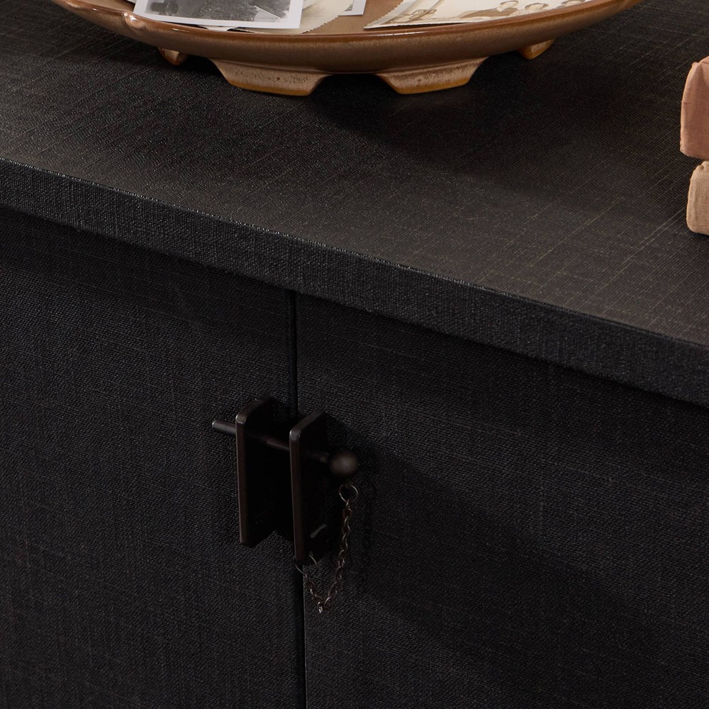 Berlin Modern Classic Black Painted Linen Media Cabinet - 80"|