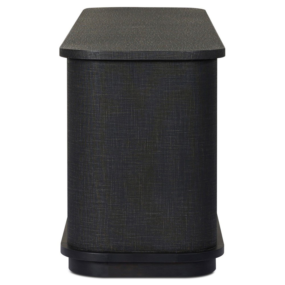 Berlin Modern Classic Black Painted Linen Media Cabinet - 80"|