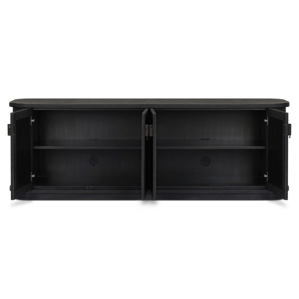 Berlin Modern Classic Black Painted Linen Media Cabinet - 80"|