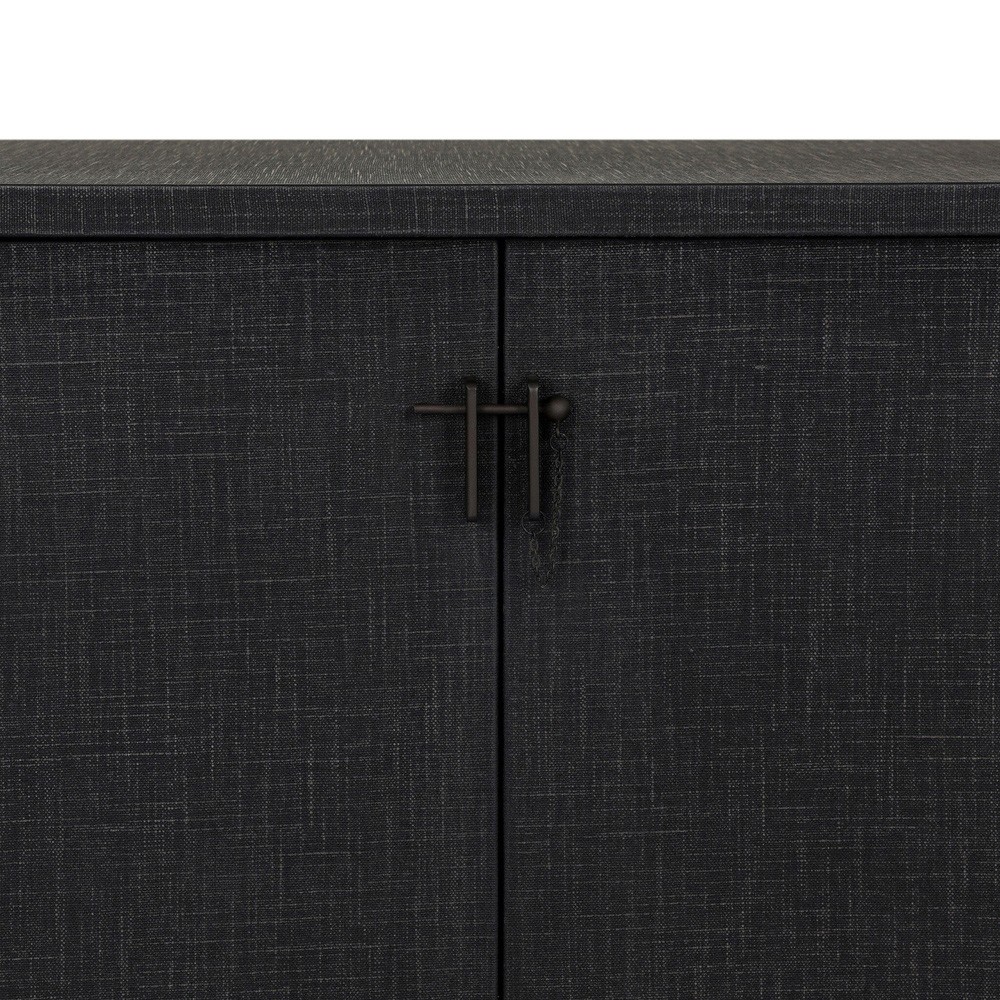 Berlin Modern Classic Black Painted Linen Media Cabinet - 80"|