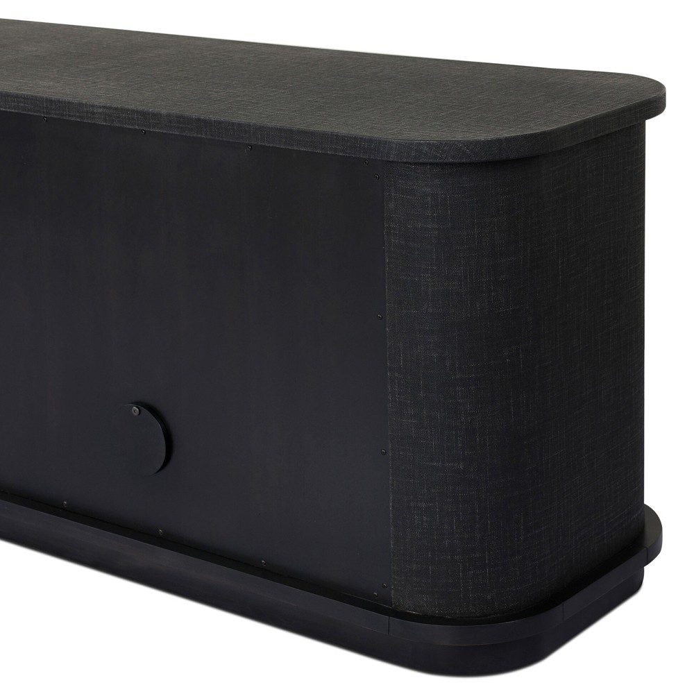 Berlin Modern Classic Black Painted Linen Media Cabinet - 80"|