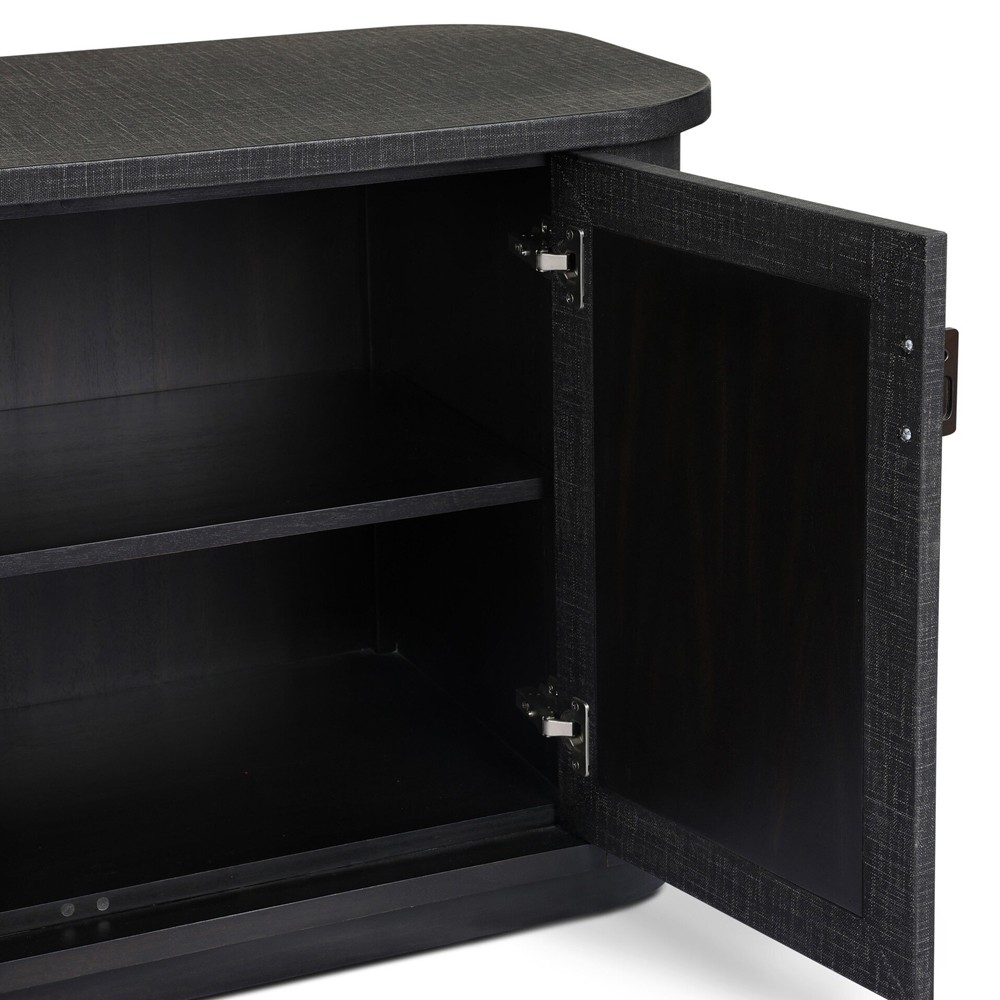 Berlin Modern Classic Black Painted Linen Media Cabinet - 80"|