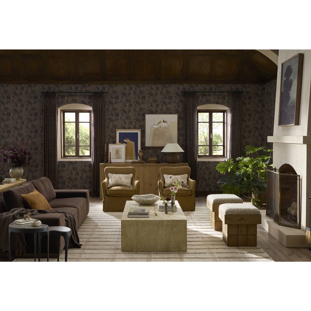 Brad Modern Classic Beige Faux Travertine Rectangular Coffee Table
