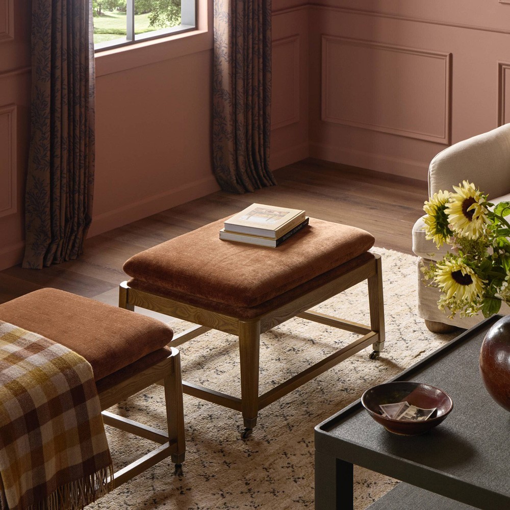 Eleanor Altair Sienna Velvet Accent Stool | Kathy Kuo Home