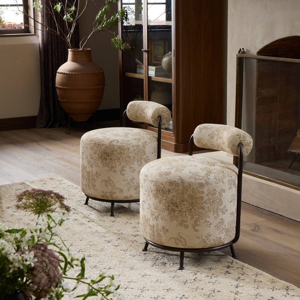 Gwendolyn Fallingbrook Natural Accent Stool | Kathy Kuo Home