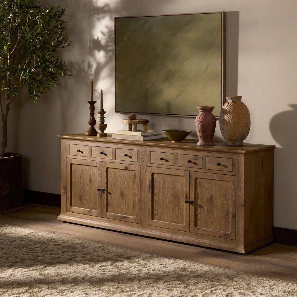 ★ジモティ割あり★スライド扉オープンボード　WH　(H)206× (W)121× (D)50【joh 2410】 Harding Weathered Oak Sideboard Wide (Over 75