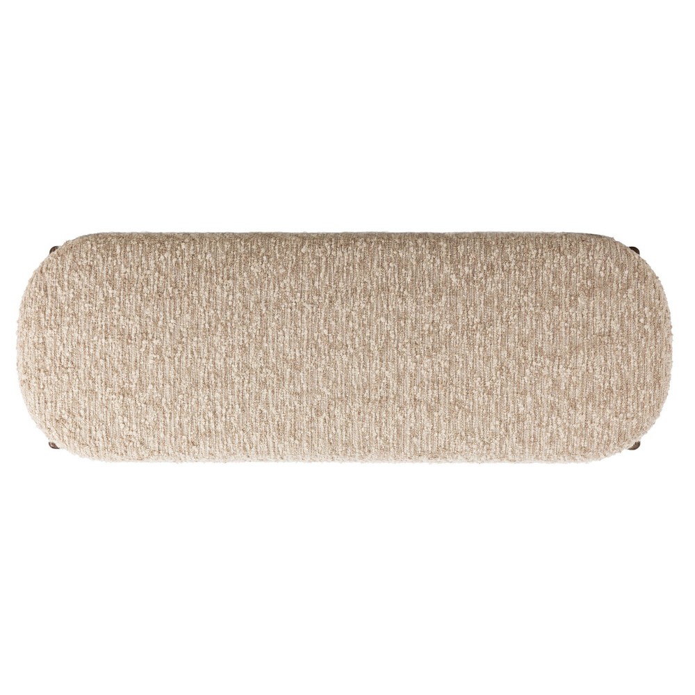 Leith Modern Classic Cream Boucle Brown Wood Bedroom Bench - 60"|